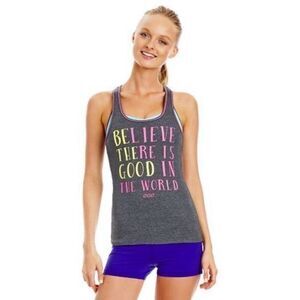 LORNA Jane ‘Be The Good’ Racerback Ribbed Singlet Tank in Gray Size Medium